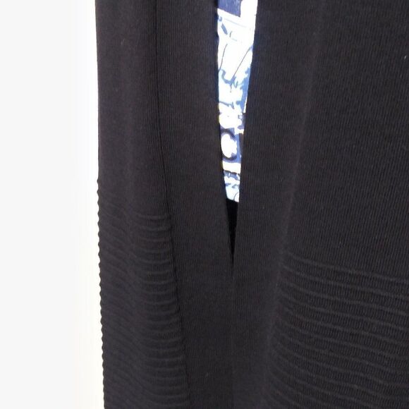 KAREN SCOTT Ottoman-Knit Long Line Open Cardigan Duster Ribbed Black Sz S NWT - Picture 6 of 15